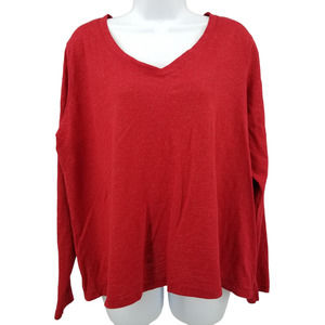 NEW Sonoma The Everyday Tee Long Sleeve Red and Gold Petite XL